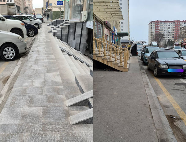 Xırdalanda zəbt edilən səkilər: “Ayaq qoymağa yer qalmayıb” - FOTO