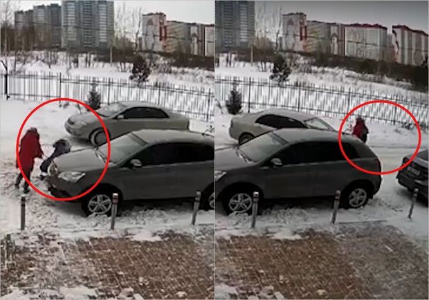 Maşınını ona irad tutan uşaqlı qadının üstünə sürdü – VİDEO