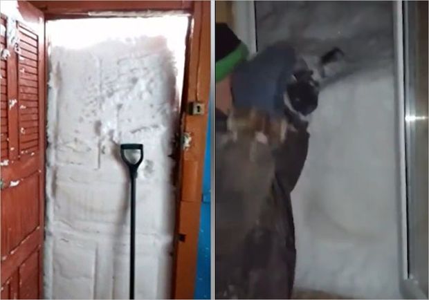 Bir gecədə yağan qar sakinləri evlərində girov götürdü - VİDEO