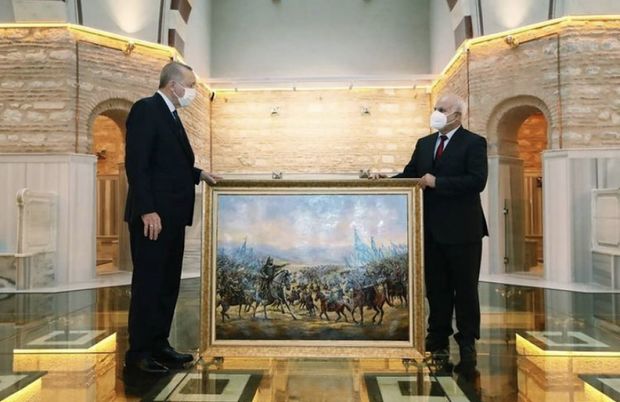 Azərbaycanlı rəssamın əsəri Türkiyə Prezidentinə hədiyyə edildi - FOTO