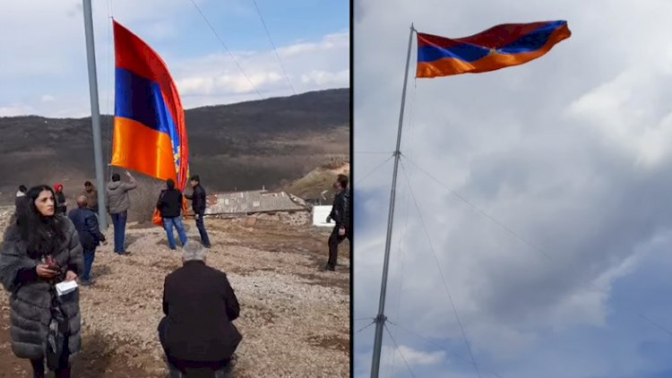 Ermənilər Şurnuxda  30 metrlik bayraq qaldırdı – Video