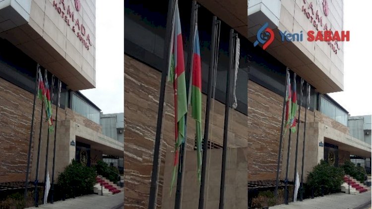 Bakıdakı məşhur hoteldə Azərbaycan bayrağına hörmətsizlik - Fotolar