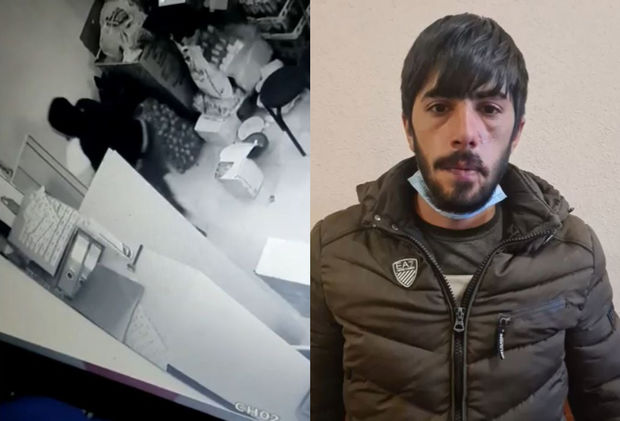 Bakıda marketdən seyf oğurlayan şəxs saxlanılıb - VİDEO