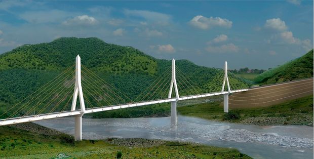 Ağsuçay üzərində asma körpü inşa edilir - FOTO