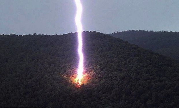 İldırım ağacı “milyon hissəciyə bölərək” bir anda yox etdi - FOTO