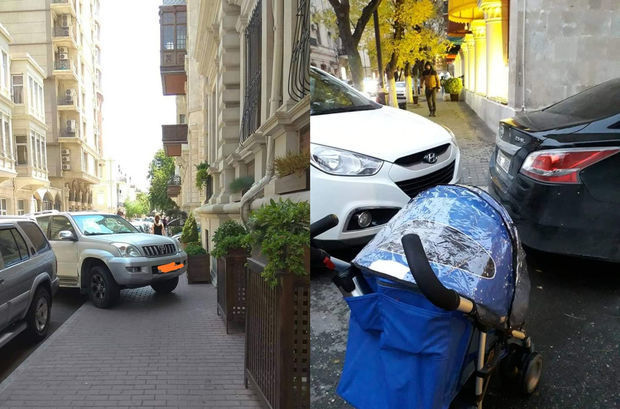 Плевать на всех: припаркованные на тротуарах в Баку автомобили - ФОТО