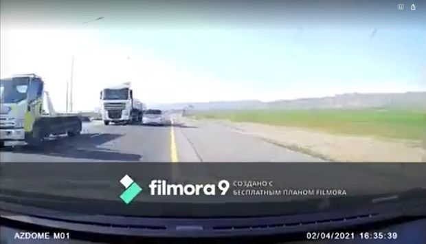На дороге Халдан-Шеки водитель чудом избежал аварии - ВИДЕО