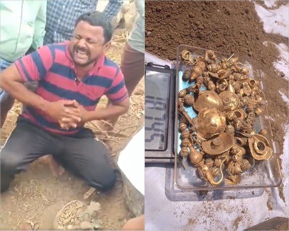 Həyətində xəzinə tapan kişini isterik qəhqəhə tutdu - FOTO/VİDEO