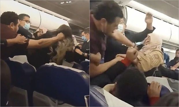 İstanbula yollanan təyyarədə əlbəyaxa dava: Kişi qadının saçını yoldu - VİDEO