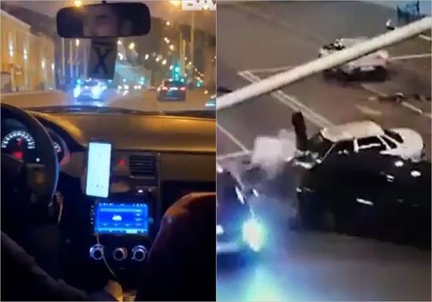 Qəzaya düşdükləri anı lentə aldılar - VİDEO