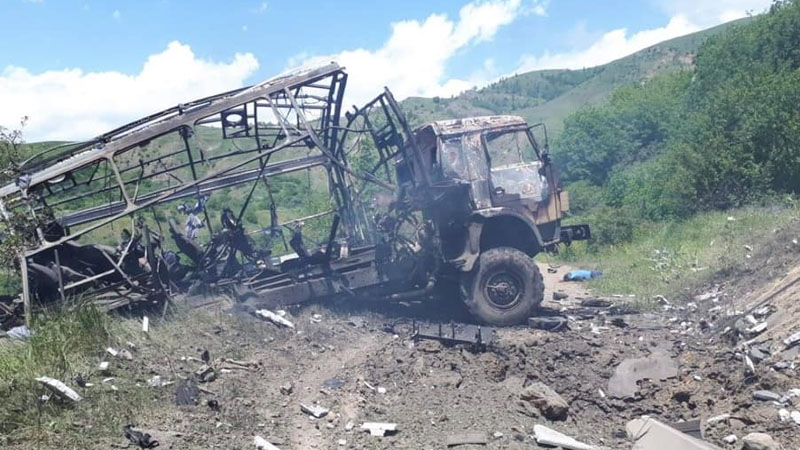 Jurnalistlərin minaya düşdüyü yerdən dron görüntüləri (VİDEO)