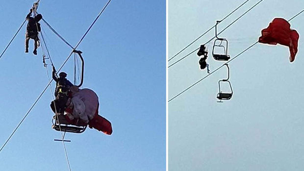 Təhlükəli anlar: Saatlarla kanatdan asılı vəziyyətdə qaldılar – VİDEO