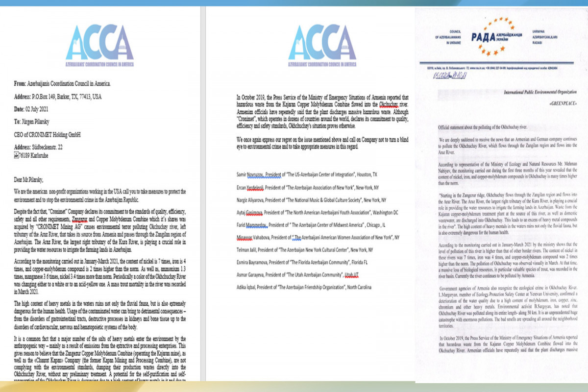 ABŞ və Ukraynadakı azərbaycanlılar Oxçuçayla bağlı 