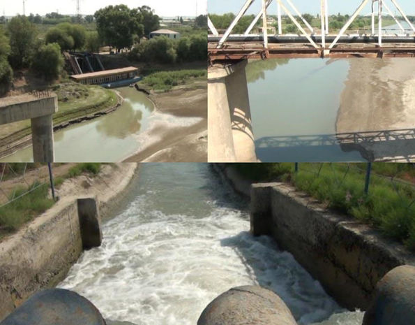 Kür çayında suyun səviyyəsi sürətlə azalır - FOTO