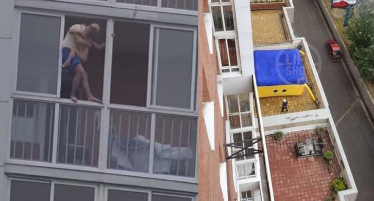 Ata 3 yaşlı uşağını qucağına alıb intihar etmək istədi - VİDEO