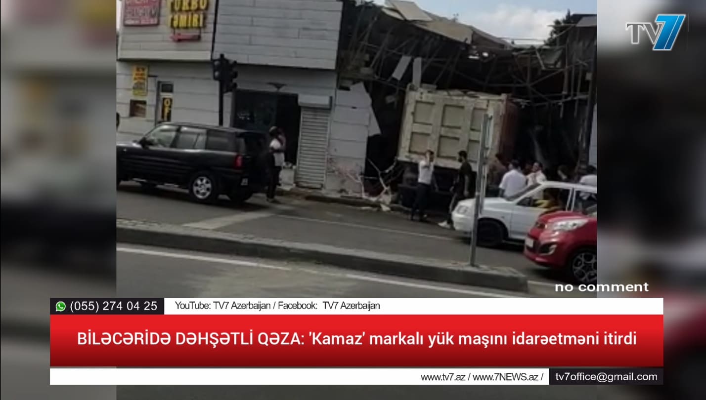 BİLƏCƏRİDƏ DƏHŞƏTLİ QƏZA: 'Kamaz' markalı yük maşını idarəetməni itirdi - ÖZƏL (VİDEO)