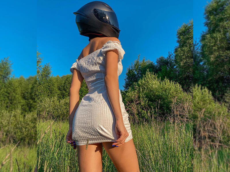 Qısa ətəkdə motosikletə minən qız biabır oldu - VİDEO - FOTO