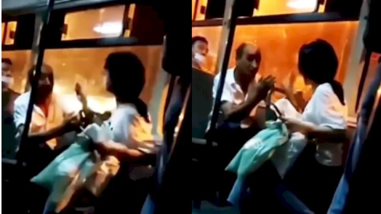 Bakıda avtobusda kişi qadına sataşdı - Cavabını belə aldı - Video