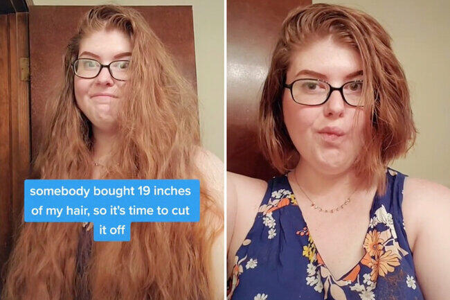 Uzun saçlarını kamera qarşısında kəsib 500 dollara satdı - FOTO