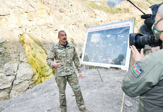 Prezident İstisu-Minkənd yolunun çəkilməsi işlərinə baxdı