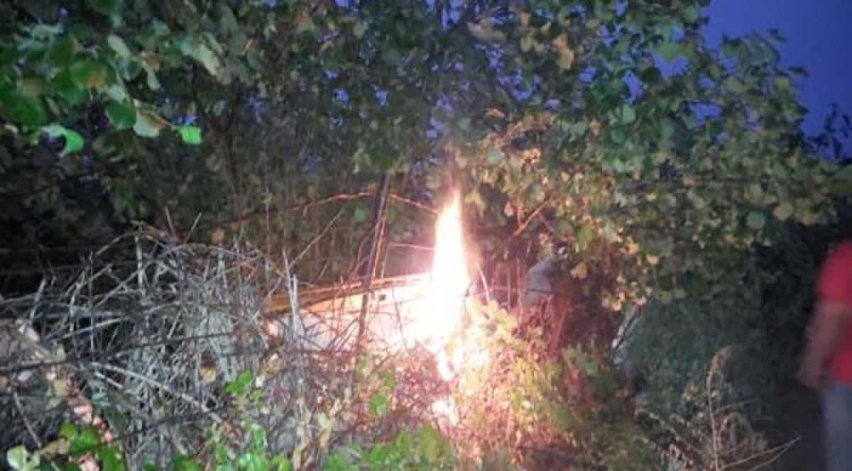 Gəncədə ildırım qaz xəttində yanğına səbəb olub - FOTO