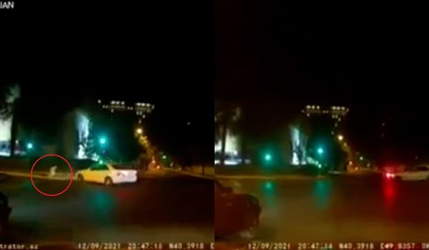 Bakıda avtomobil motosikletçini vurdu - ANBAAN VİDEO