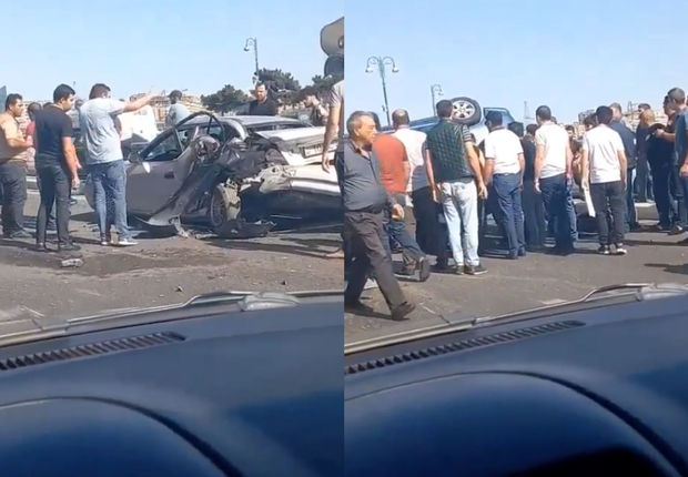 Bakıda baş verən ağır qəzanın görüntüləri - VİDEO