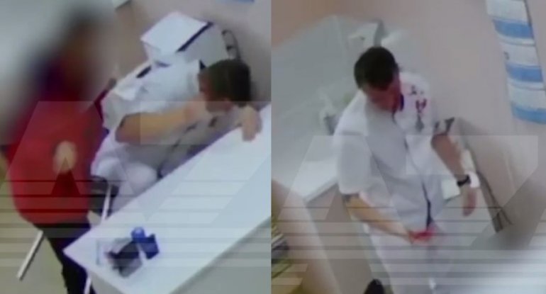 Arvadını müayinə edən həkimi döydü - ANBAAN VİDEO