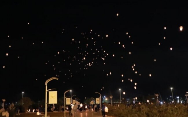 Bakıda səmaya 3 minədək işıq fənəri buraxıldı - VİDEO