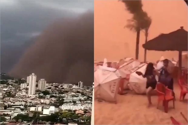 Qum tufanı şəhərdə gündüzü gecəyə çevirdi - VİDEO