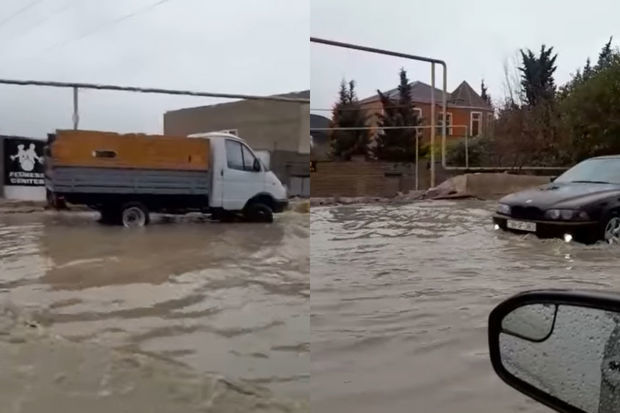 Не готовый к зиме Баку: из-за дождя некоторые районы затопило водой - ВИДЕО