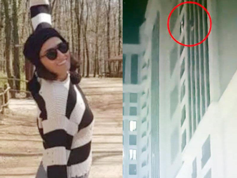 Səkkizinci mərtəbədən çılpaq şəkildə yerə düşən qızın son görüntüləri - VİDEO