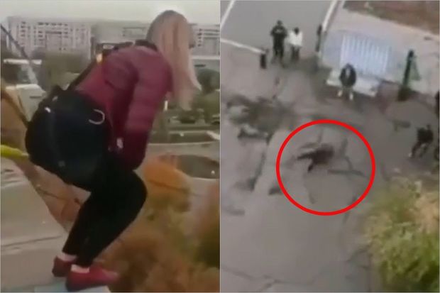 Səhv hesablama faciə ilə nəticələndi: Gənc qız “tarzanka”dan yerə çırpıldı - VİDEO