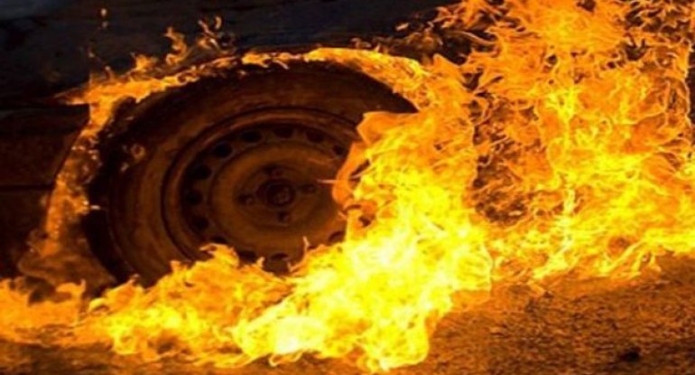 Füzulidə sərnişin avtobusu yanıb