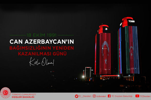 Türkiyə XİN Azərbaycanı Müstəqilliyin Bərpası Günü münasibətilə təbrik edib - FOTO
