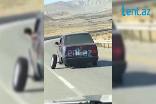 BELƏSİ OLMAMIŞDI: Təkərsiz maşın sürdü - VİDEO