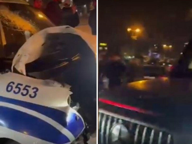 Bakıda “Gelandewagen”lə PPX avtomobili toqquşub, polis əməkdaşı yaralanıb - VİDEO