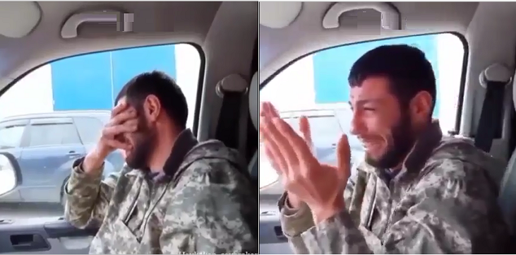 Məğlub erməni hərbçi elə yanıqlı ağladı ki... - VİDEO