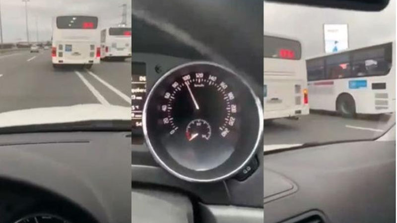 Sərnişin dolu avtobus dəhşət saçdı -“100”lə gedən maşın onlara çata bilmir (VİDEO)