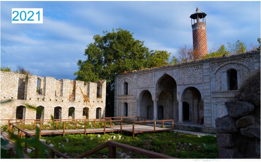 Şuşada Aşağı Gövhərağa məscidində bərpa işləri davam edir