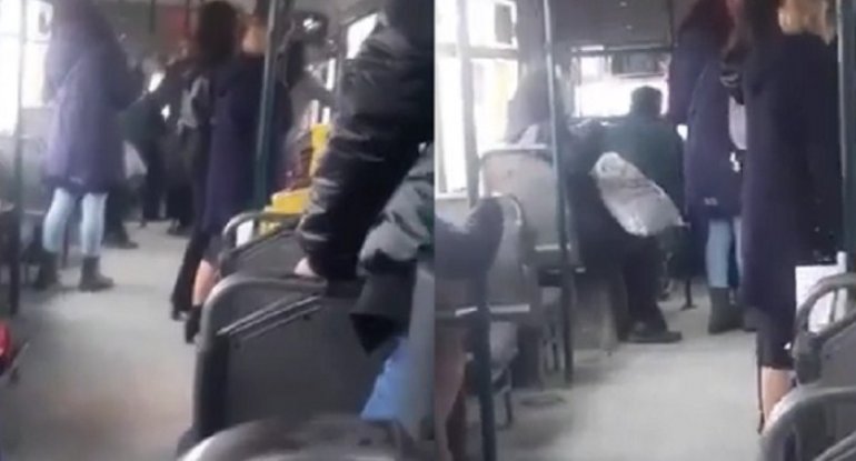 Bakıda KamAZ sürücüsü avtobusun yolunu kəsib sürücünü yumruqladı - ANBAAN VİDEO
