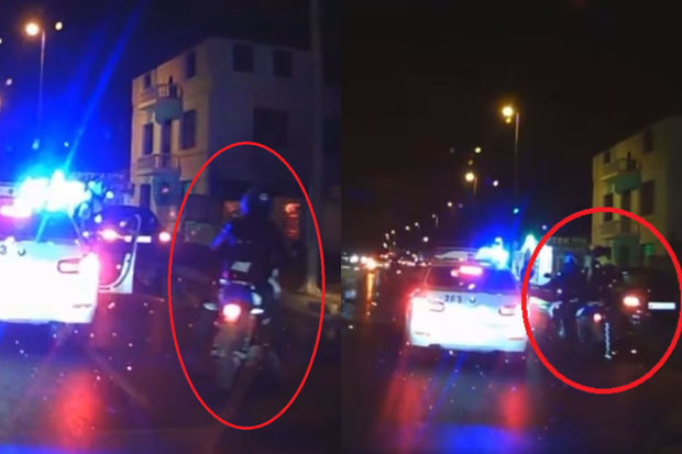 Paytaxtda motosiklet sürücüsü polisdən qaçmağa çalışdı - ANBAAN VİDEO