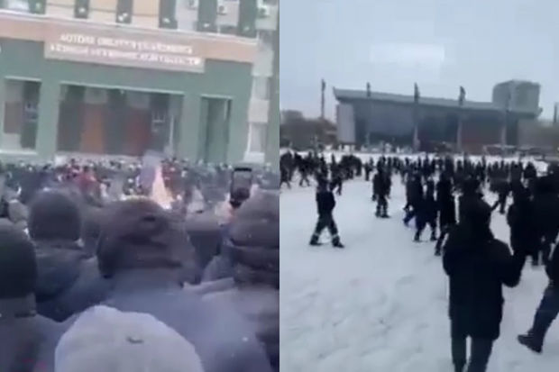 Aqtobedə etirazçılar İcra Hakimiyyəti binasını ələ keçirdi - VİDEO