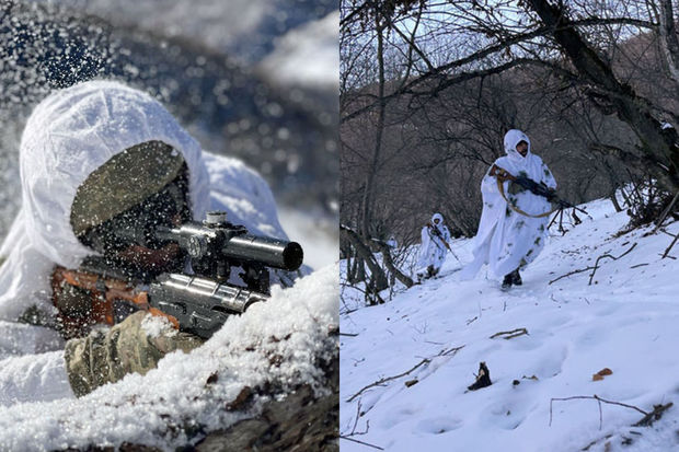 Azərbaycanda komandoların sərt iqlim şəraitində təlimlərindən görüntülər - VİDEO