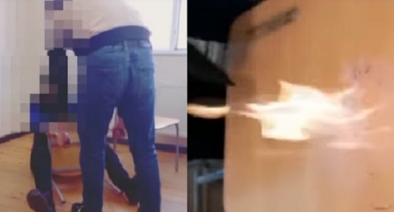 Bakı məktəbində şagirdlər partanı yandırdılar - VİDEO