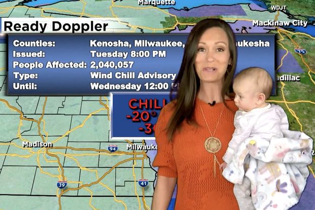 Метеоролог вышла в эфир с младенцем и прославилась - ВИДЕО