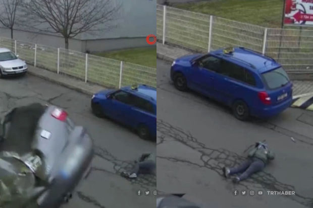 Havada çevrilən avtomobil piyadaya çırpıldı – ANBAAN VİDEO