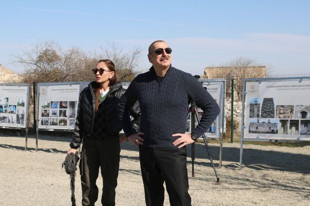 İlham Əliyev və Mehriban Əliyeva Ağdam Cümə məscidində aparılan işlərlə tanış olublar - YENİLƏNİB + FOTO