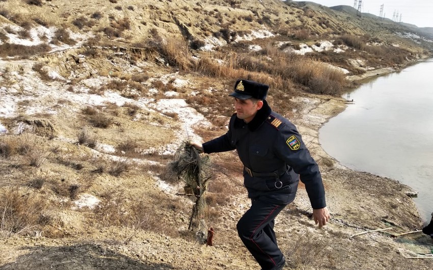 Şirvanda brakonyerliyə qarşı reyd keçirilib, qanunsuz ov qurğuları məhv edilib