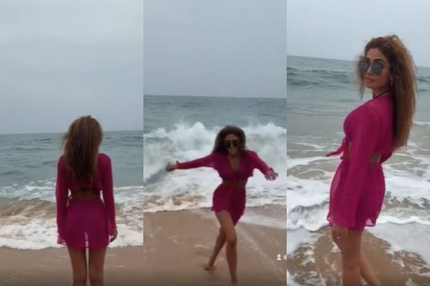 Pərvin Abıyeva “transparan” geyimdə dəniz kənarında poza verdi - VİDEO